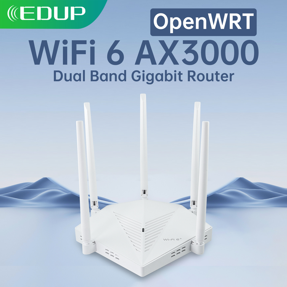 EDUP RT2980 OpenWRT Router AX3000 3000Mbps Dual Band 2.4/5GHz Gigabit WIFI6 Router 802.11AX MIMO EasyMesh Wide Signal Range
