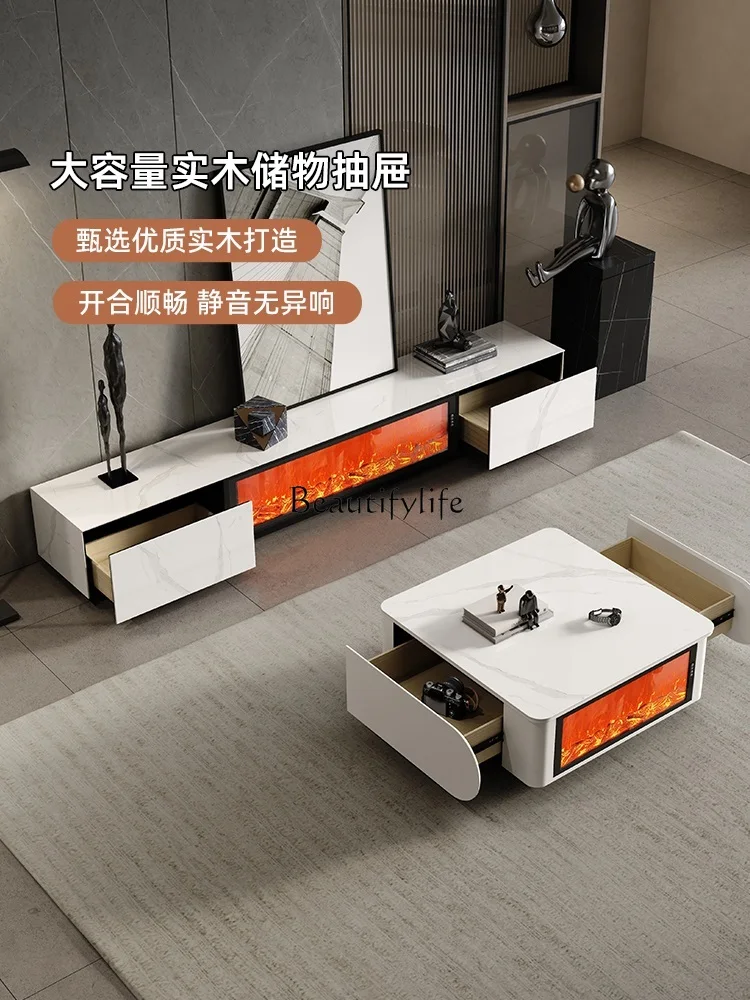 New Fireplace Decoration Simulation Flame Integrated Stone Plate Light Luxury Floor TV Cabinet High Sense