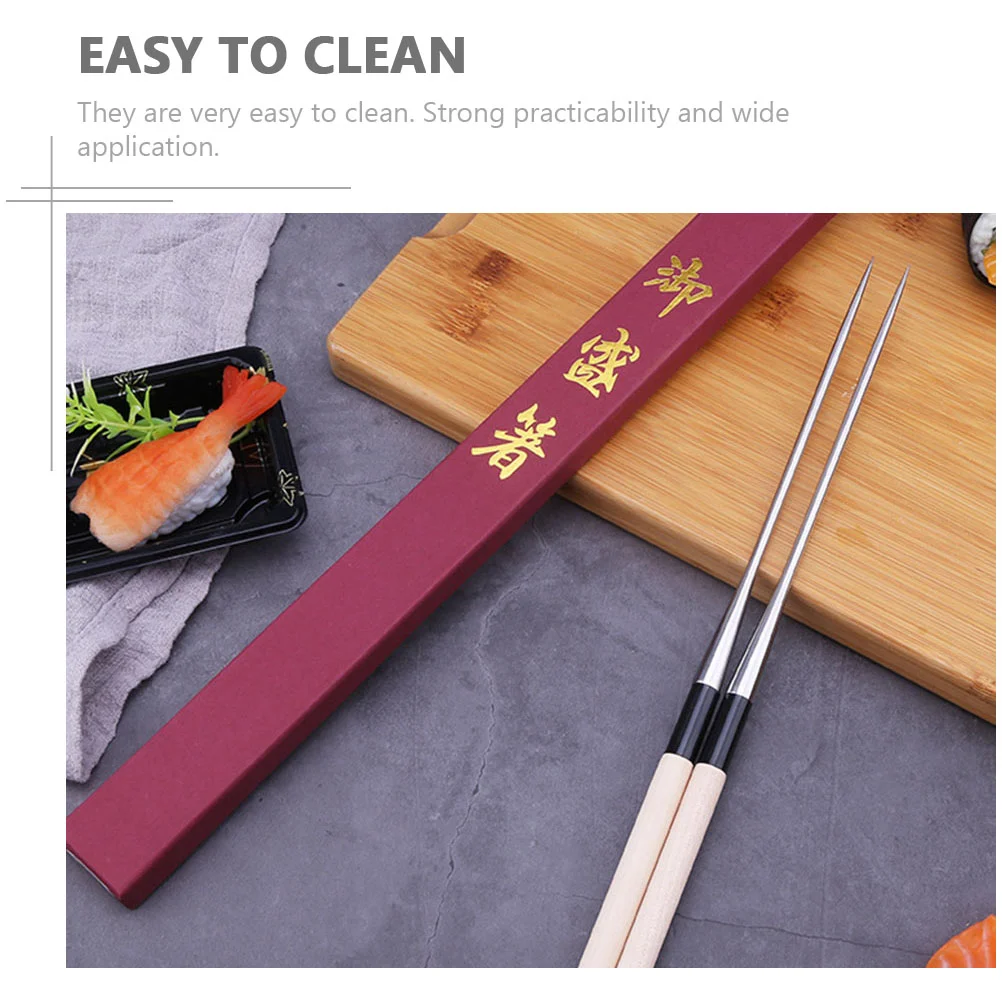 Sashimi Chopsticks Stainless Steel House Cutlery Silverware Household Japanese Type Cooking Shop Wood Home Tableware Travel