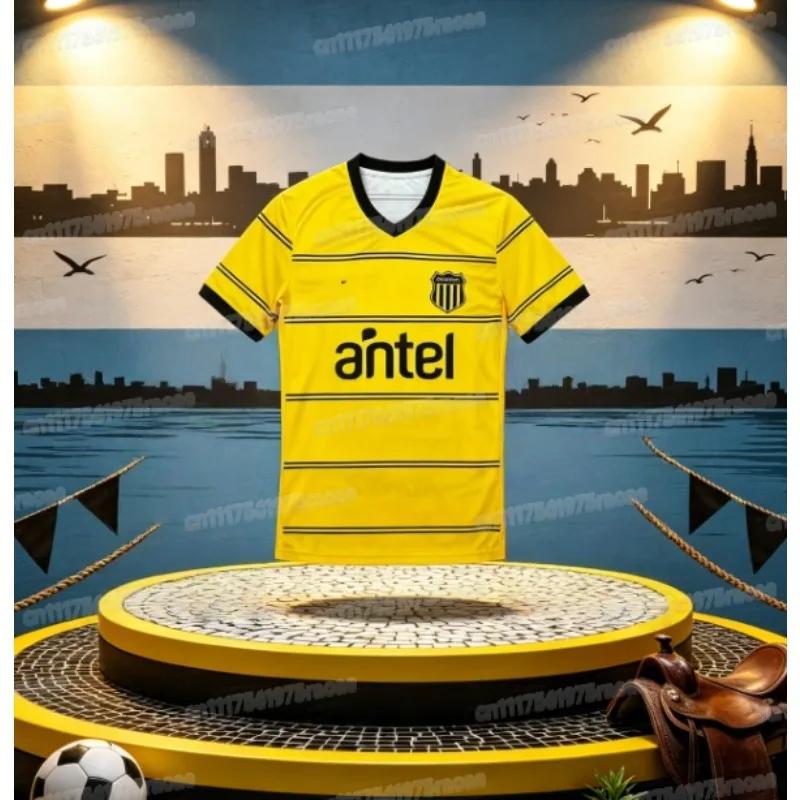 Peñárol Uruguay Fan-Trikot 3D-gedrucktes Kurzarm-Trainings-Fußballtrikot im Familienstil, atmungsaktiv, schnelltrocknend – Detail 4