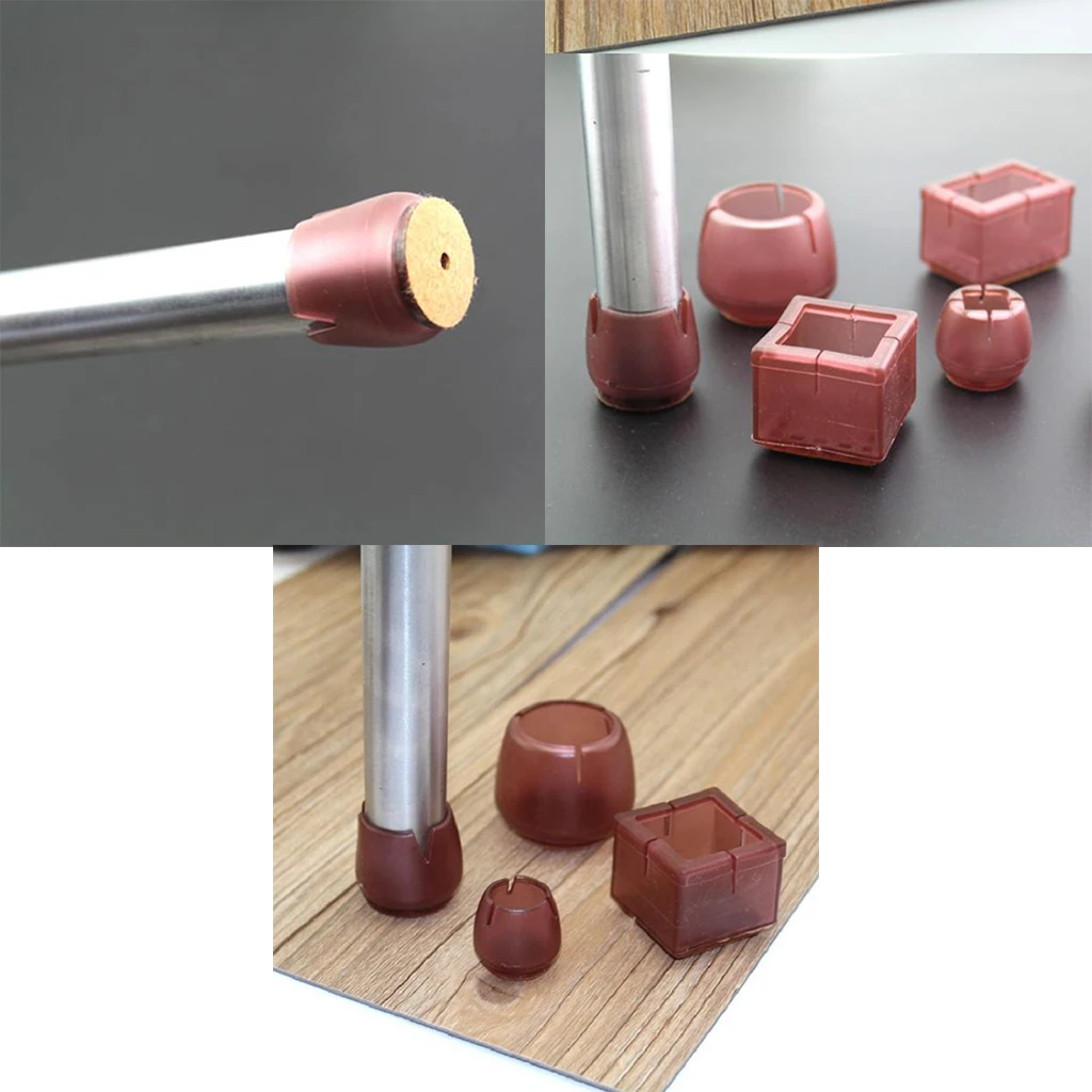 10Pcs Silicone Leg Floor Protectors, Transparent Clear Furniture Table Feet Covers with Felt Pads, Glides Feet Caps , 7