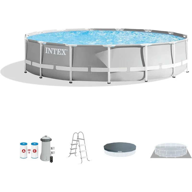 Intex 26723EH Prism Frame Premium Above Ground Swimming Pool Set: 15ft x 42in – Includes 1000 GPH Cartridge Filter Pump