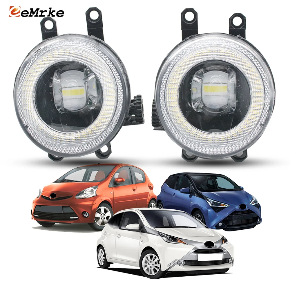 

Светодиодные противотуманные фары с линзами Angel Eye Halo Дневные ходовые огни автомобиля DRL для Toyota Aygo AB30 KGB10 AB40 2012 2013 2014 2015 2016 2017