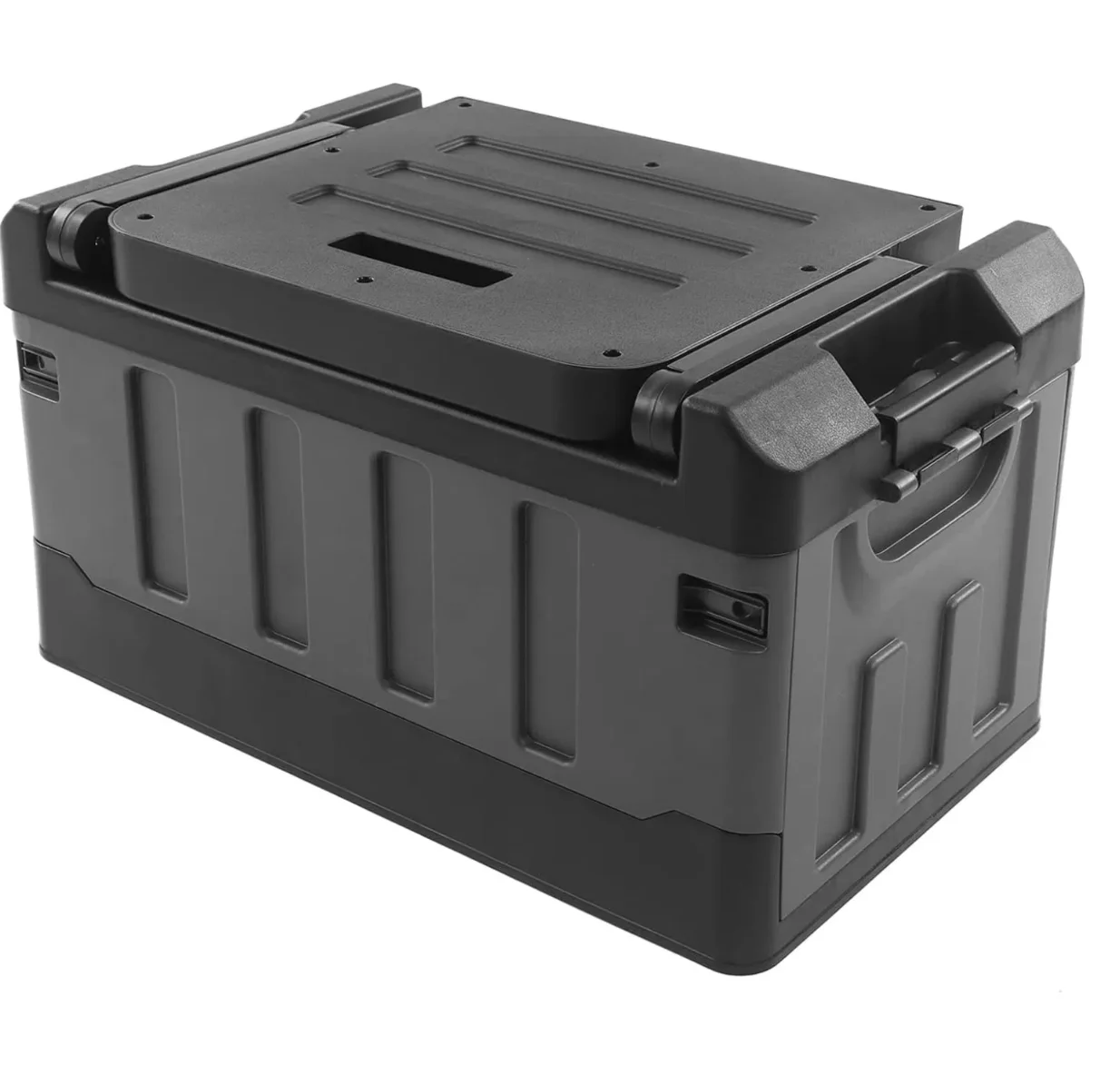 

Folding car storage box seat, foldable luggage compartment matte black suitable for family travel, fishing, camping