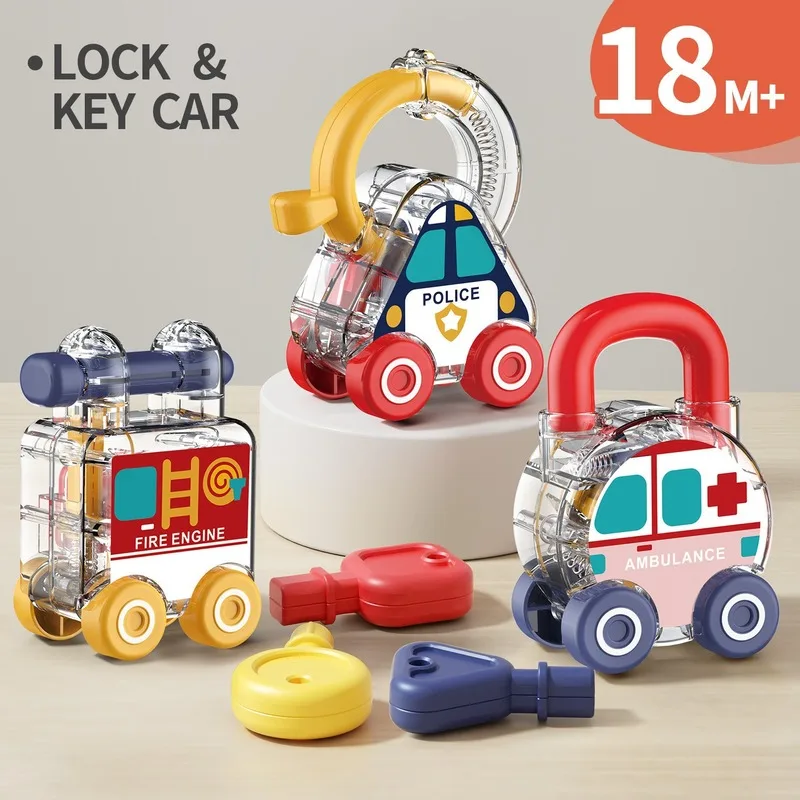 Creative Car Unlocking Toy Montessori Early Education Puzzle Baby Shape Matching Key Lock Children'S Kindergarten Toy Gift New