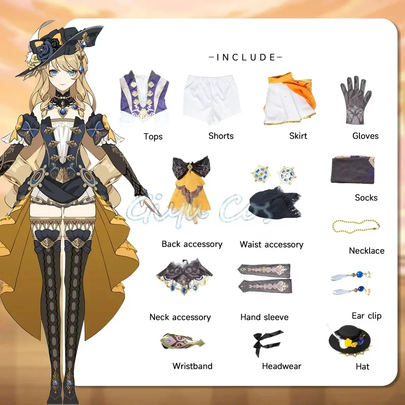 

♥2026 New Halloween Costume Cosplay Navia Genshin Impact Carnival Uniform Anime Party s Masquerade Women Game ★★★