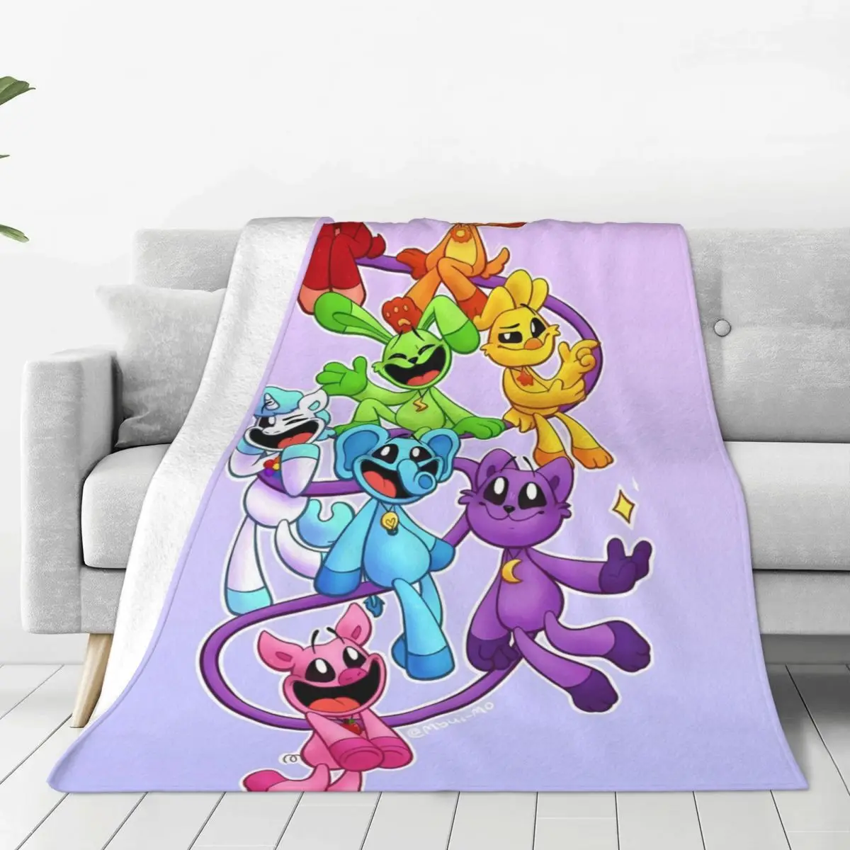 Smiling CatNap Dogday Flannel Blanket Super Soft Throw Blanket for Couch Chair Travel Novelty Bedspread Sofa Bed Cover