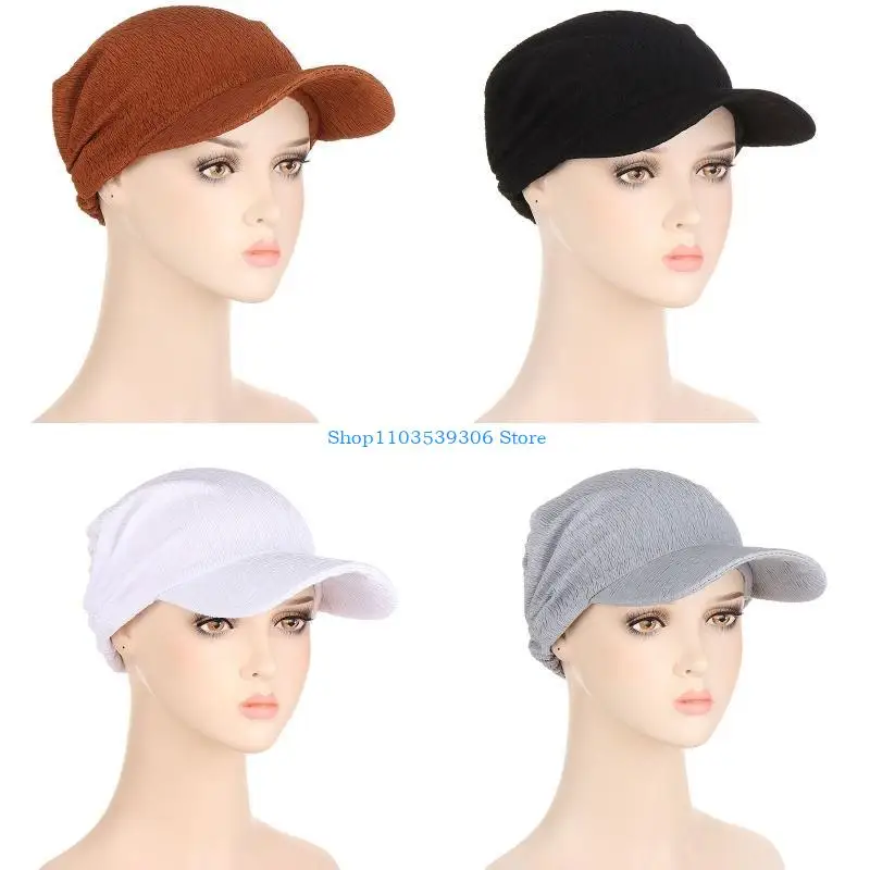 

400A Multi-functional Sunscreen Turban Cap Solid Color Hijab Hat Nursing Cap Visor for Sun Hat Turbante Cap for Mom Wife Sist