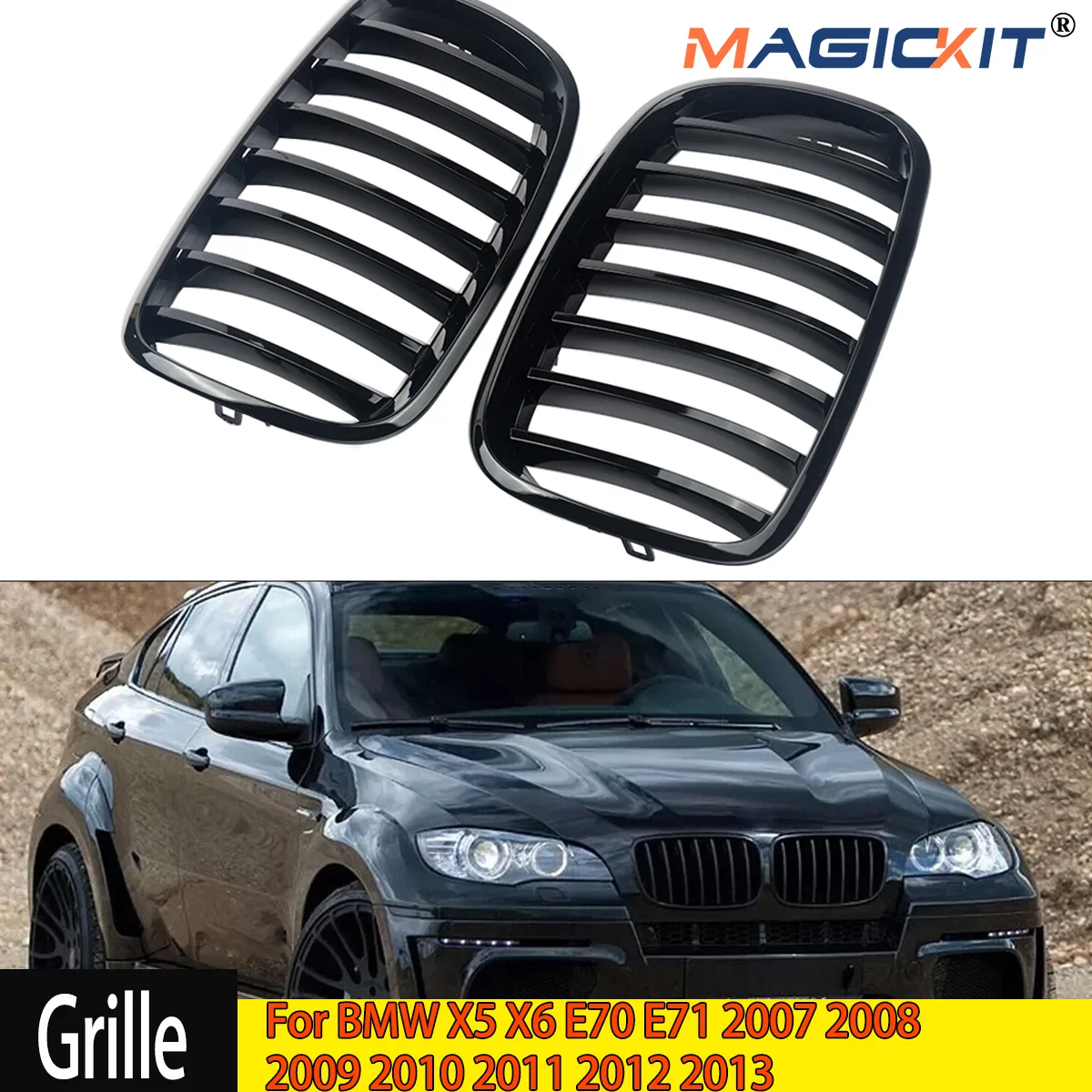 Pair of cowl kidney grilles for BMW X5 X6 E70 E71 2007 2008 2009 2010 2011 2012 2013 Car Accessories