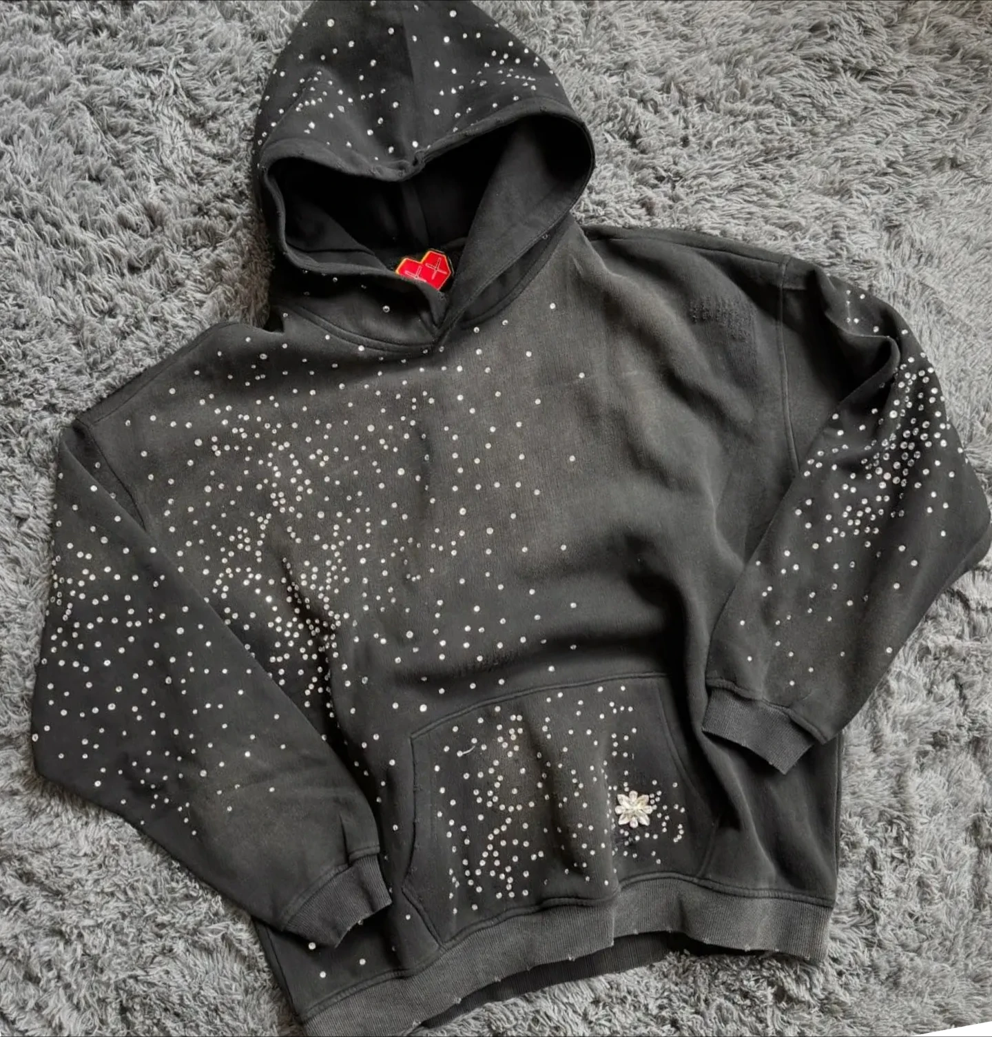 Streetwear Rhinestone Black Pullover Hoodie Men Women Harajuku Fashion Autumn Sweatshirt Gothic  Sweatshirt Clothes Y2K Clothes