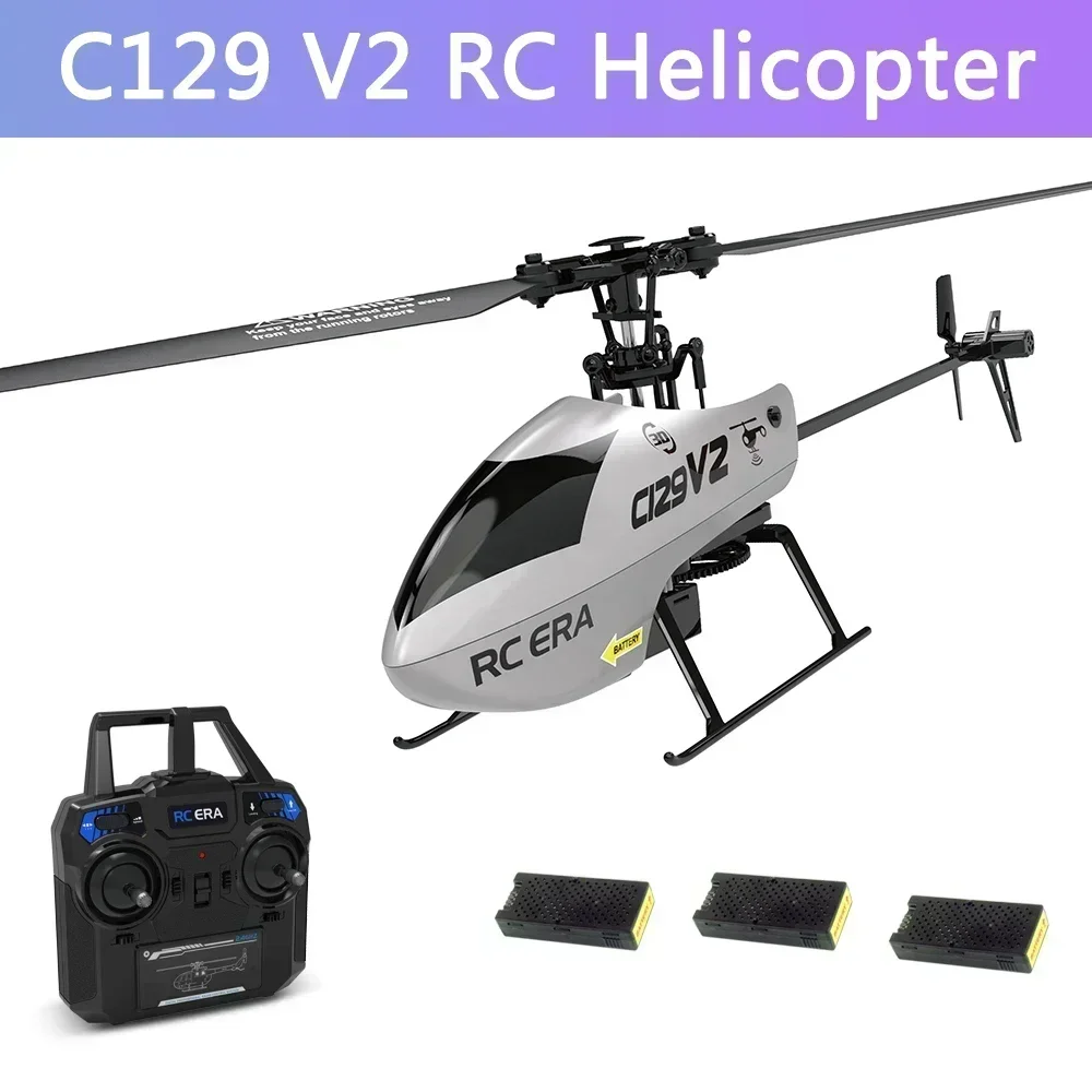 C129 V2 Rc 2.4g Helicopter 4 Channel Single Propeller Stunt Remote Controller Helicopter Airless Outdoor Aircraft Toy With Apron