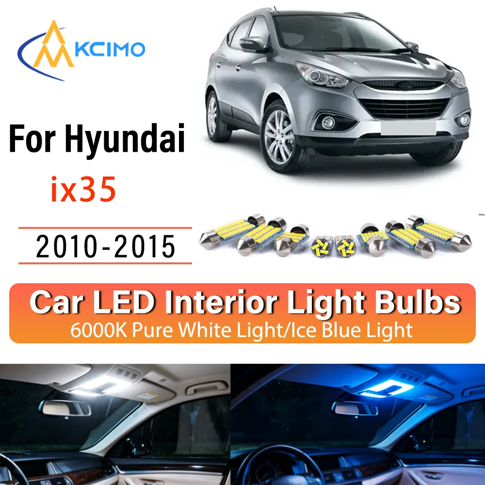 Pour Hyundai ix35 2010-2015 – Kit de remplacement d'ampoules LED intérieures sans fil à éclairage constant, montage direct pour plafonnier et éclairage de coffre