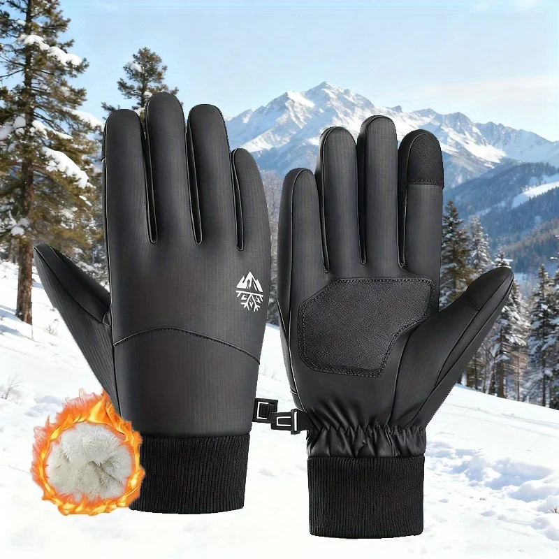 Wintermode Outdoor-Fahrradhandschuhe Unisex Fleece-gefüttert Warm Touchscreen-fähig für Radfahren Camping Reisen Schneeballbekämpfe