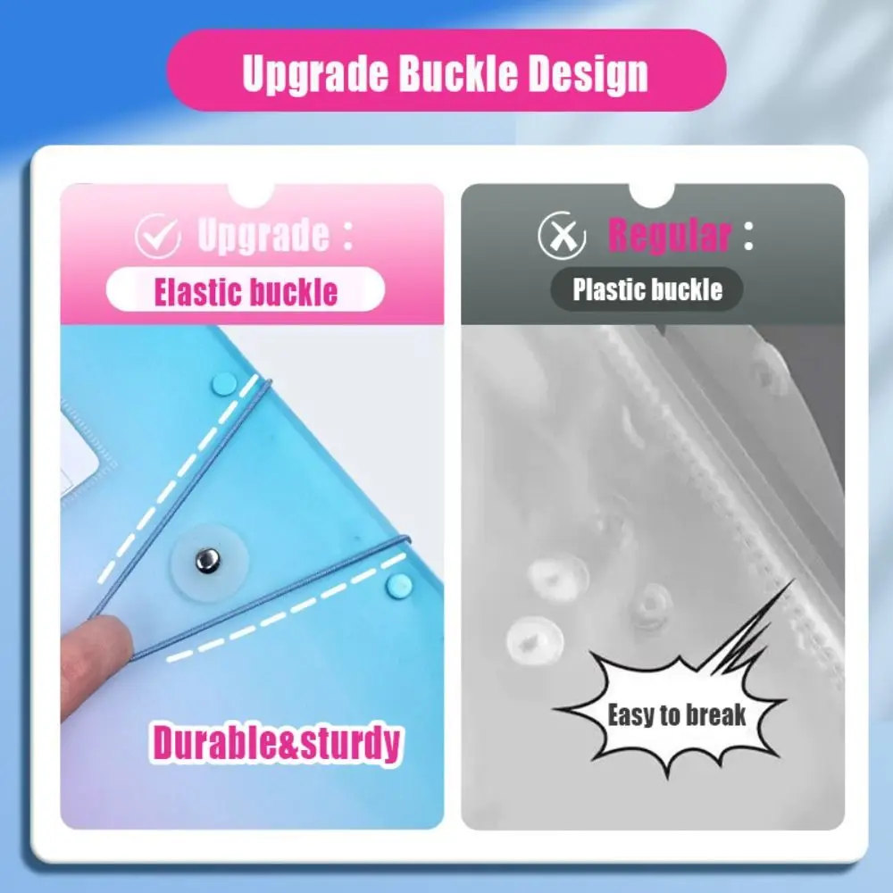 

Gradient Color A3 File Folder 30/40/60 Pages Transparent Test Paper Storage Bag Large Capacity Insert Paper Storage Booklet Gift