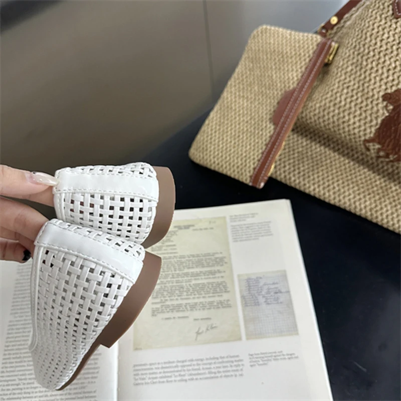 الأبيض الشقق السيدات منخفضة الكعب مضخات الصيف مكتب أحذية الأزرق المسامية ماري جين حذاء مسطح الراحة الباليه حجم كبير 42 43 #6