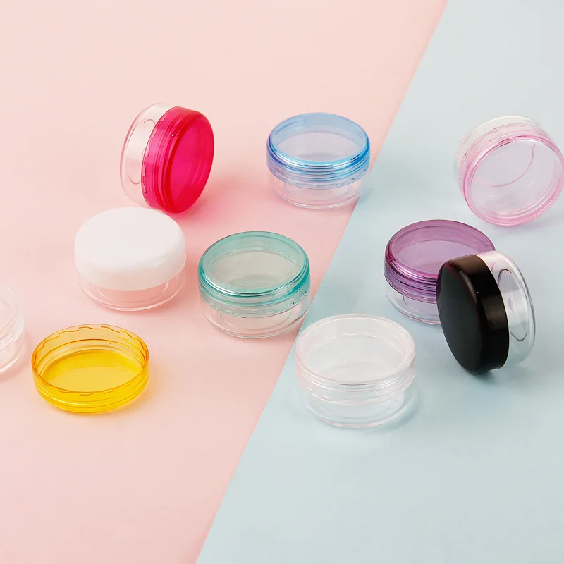 70/105pcs 3g 3ml Vazio Plástico Cosméticos Maquiagem Jar Pots Garrafas de Amostra Transparente Sombra Creme Lip Balm Container com Cap