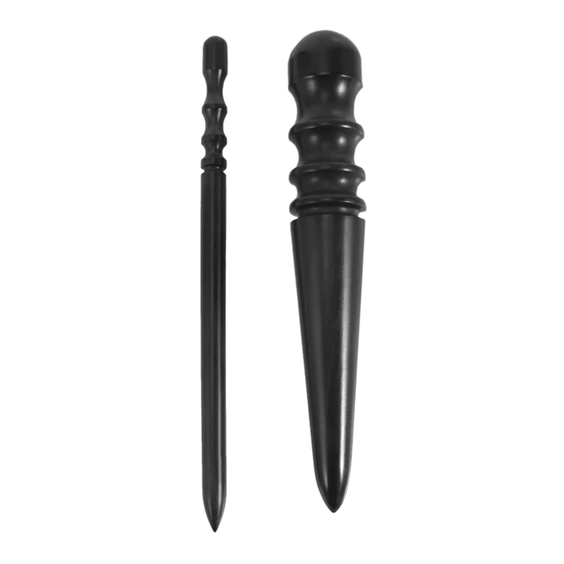 BMBY-2 Pcs Leathercraft Slicker Round Burnisher , Ebony Wood Leather Burnisher Leather Slicker Tool, Leather Polished Rods Edge