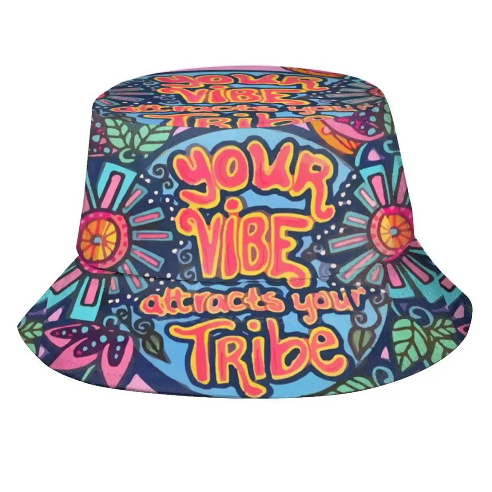 Vibe Pattern Design Printed Travel Bucket Hats Soul Meditation Spirituality