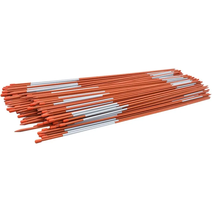 

5/16 inch 20 Pack Driveway Markers Snow Stakes with Orange Reflective Markers 48 inch Orange Reflective Fiberglass Snow Stakes