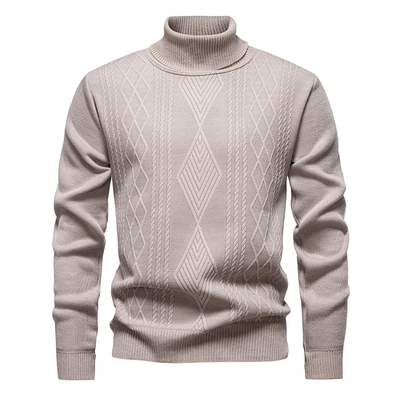 

European and American Fleece-Lined Thickened Turn-Down Collar Knitted 's Loose Casual Base Shirt Men's Sweater