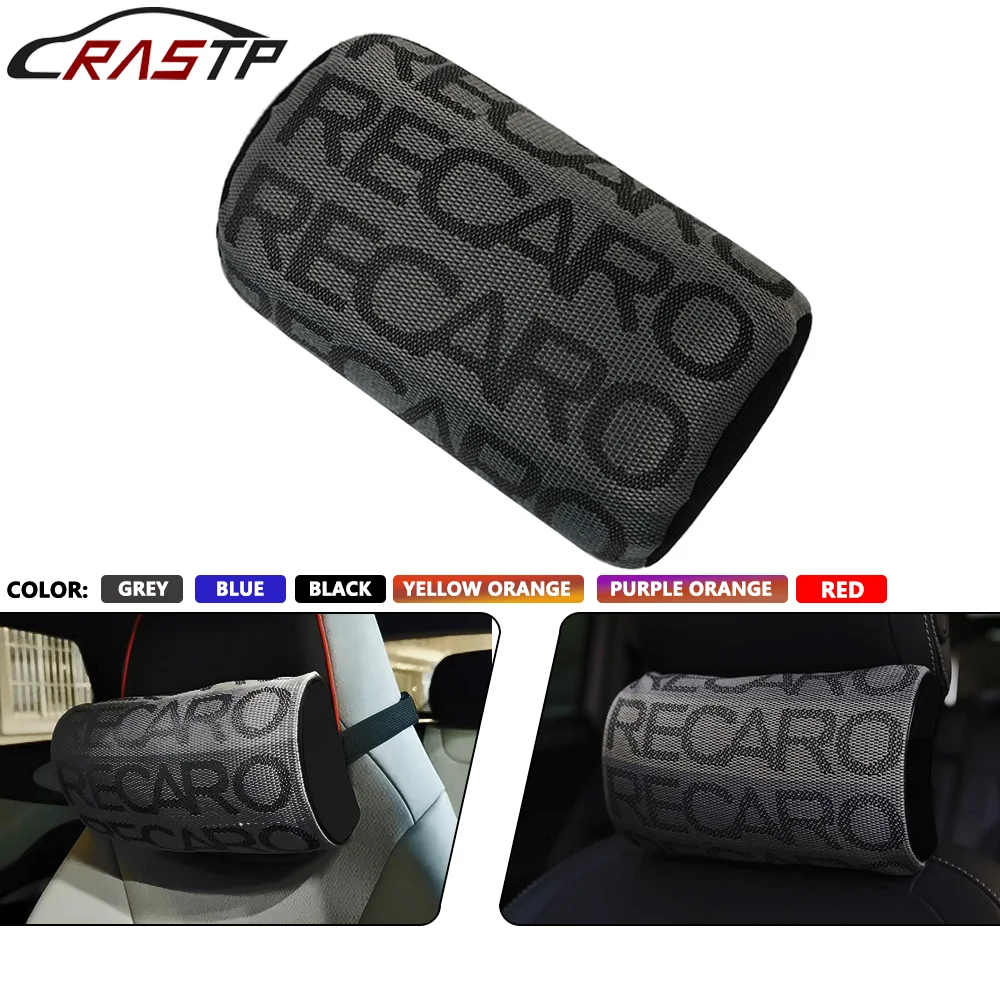 RASTP-1 pc Universal JDM Style RECARO Soft Auto Pillow Neck Pillow Fabric Gradation Car Seat Headrest Car Neck Pillows RS-BAG070