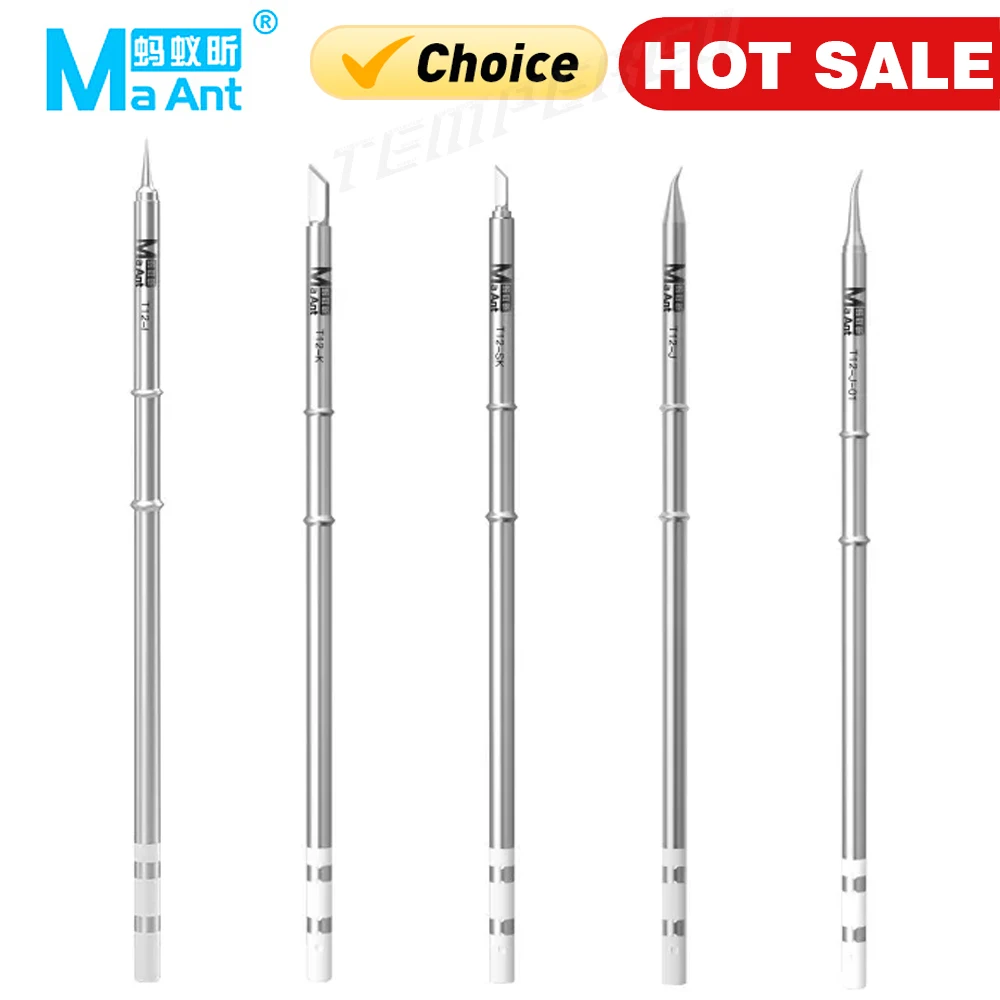 MaAnt T12 I J SK lead-free Soldering Iron Tips Soldering With Copper Heat Sharp Straight Curve Arc Blade Tips Phone Repair tools