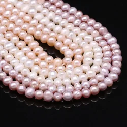 Round Pearl Spacer Beads White Pink Purple Natural Freshwater Pearls for DIY Women Making Jewelry Necklace Bracelet Accessories