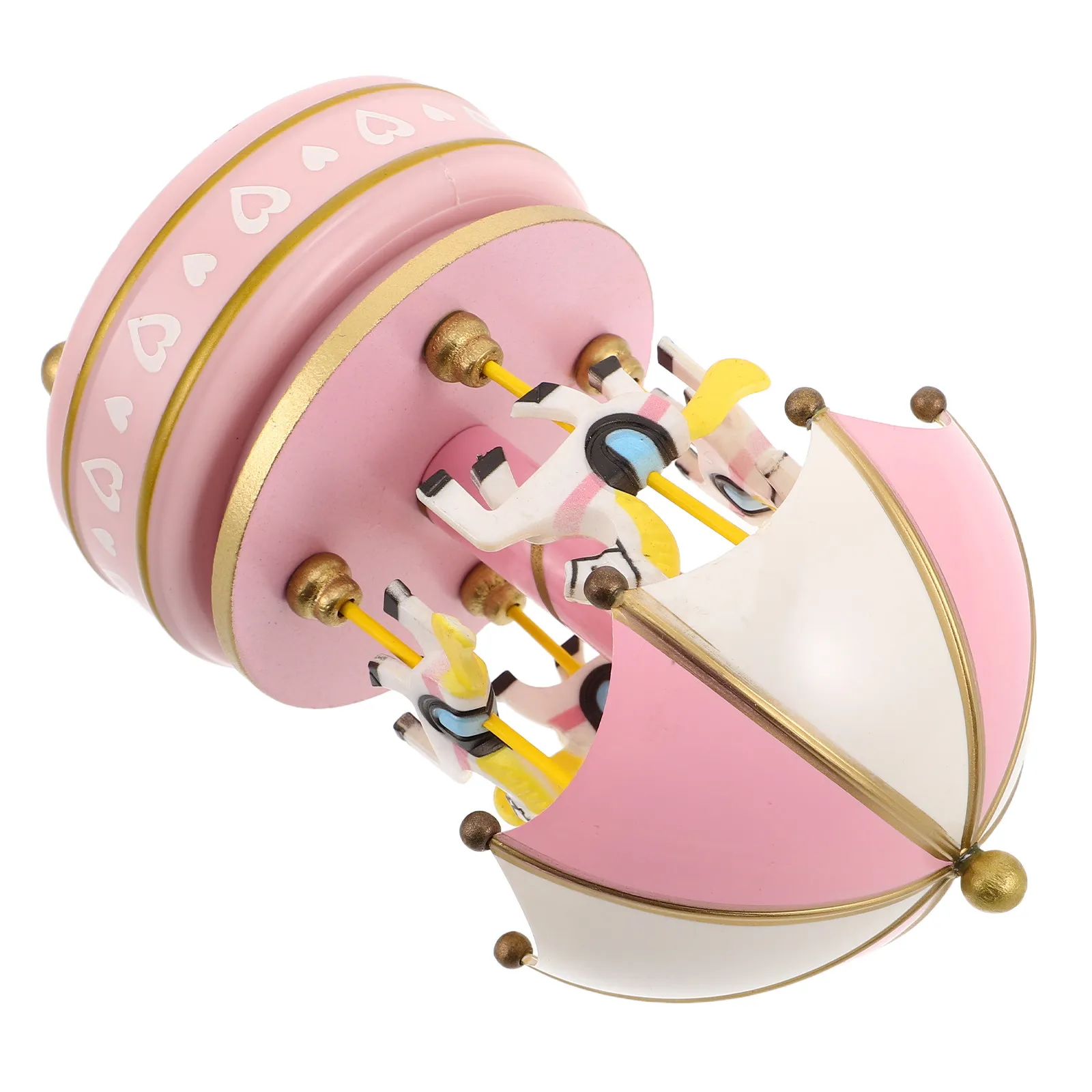 Wooden Carousel Music Box Rotating Design Fine Wood Construction Soothing Melody Decorative Centerpiece for Table Shelf Living