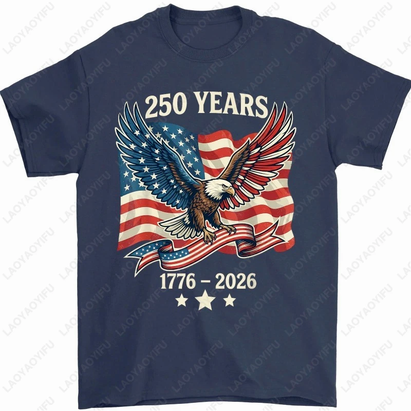 

Футболка унисекс из хлопка с изображением орла и флага США к 250-летию, 250 лет, «Мы люди», 1776-2026, повседневный стиль, Ropa Hombre, для мужчин и женщин