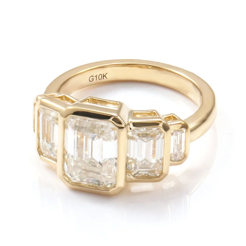 Provence 10K/14K/18K Moissanite Eternity Rings for Women 2CT Emerald Cut D Color VVS1 Women's Promise Rings With GRA Certificate