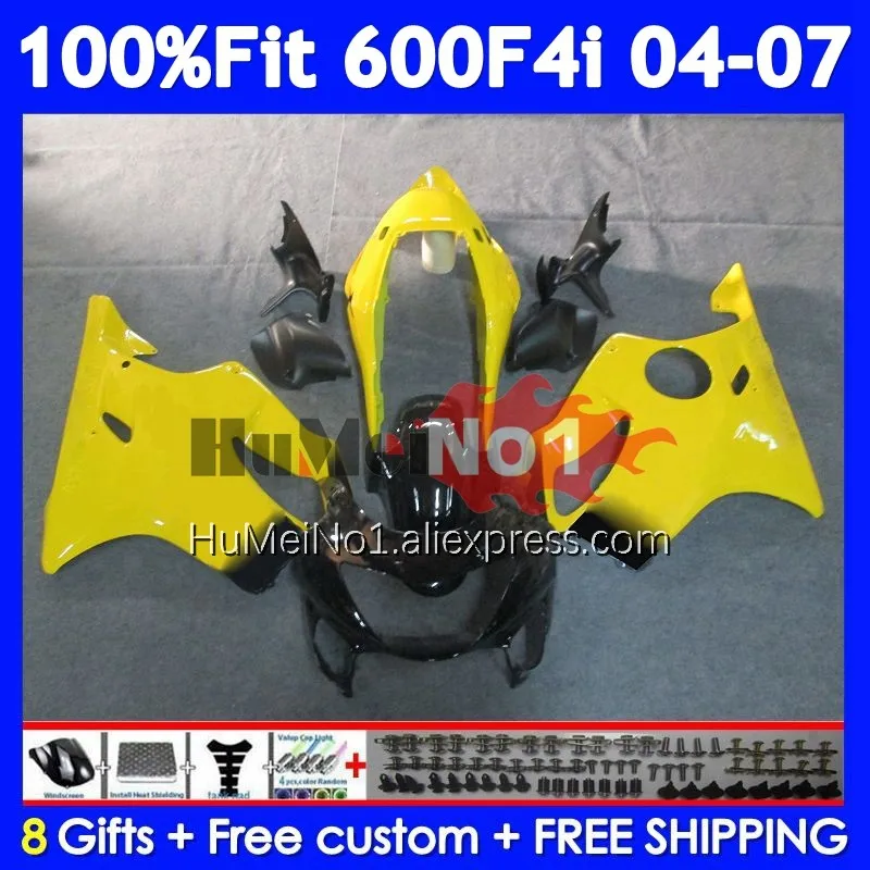 Injection Body For HONDA CBR600 CBR 600 F4i 600F4i 35No.60 CBR600F4i 04 05 06 07 600CC 2004 2005 2006 2007 Yellow Black Fairing