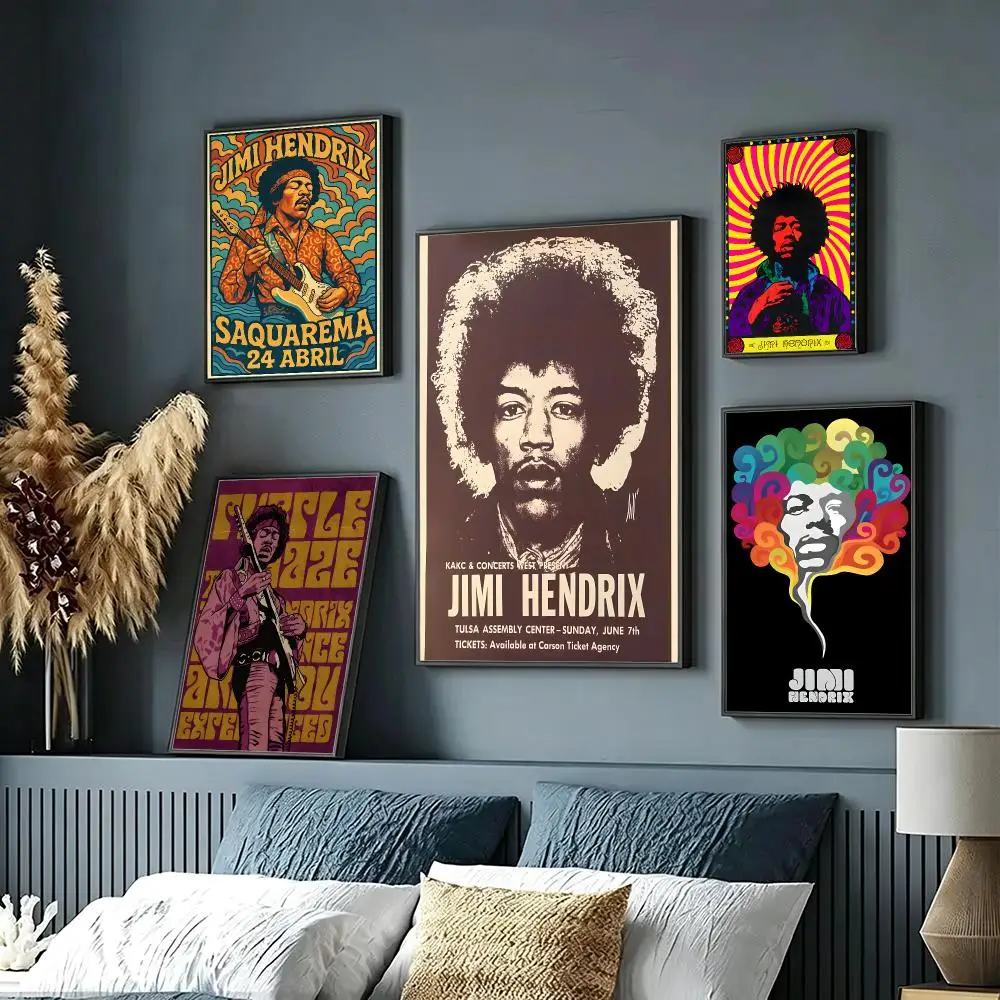 music Jimi Hendrix Poster Wall Posters Self-Adhesive Wall Stickers Home Decoration for Bedroom Living Room