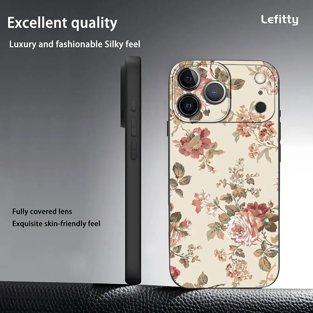 Vintage-style Roses phone case for iPhone 17 16 15 14 13 Pro Max Plus Mini Frosted Soft Case Funda Shockproof Cases