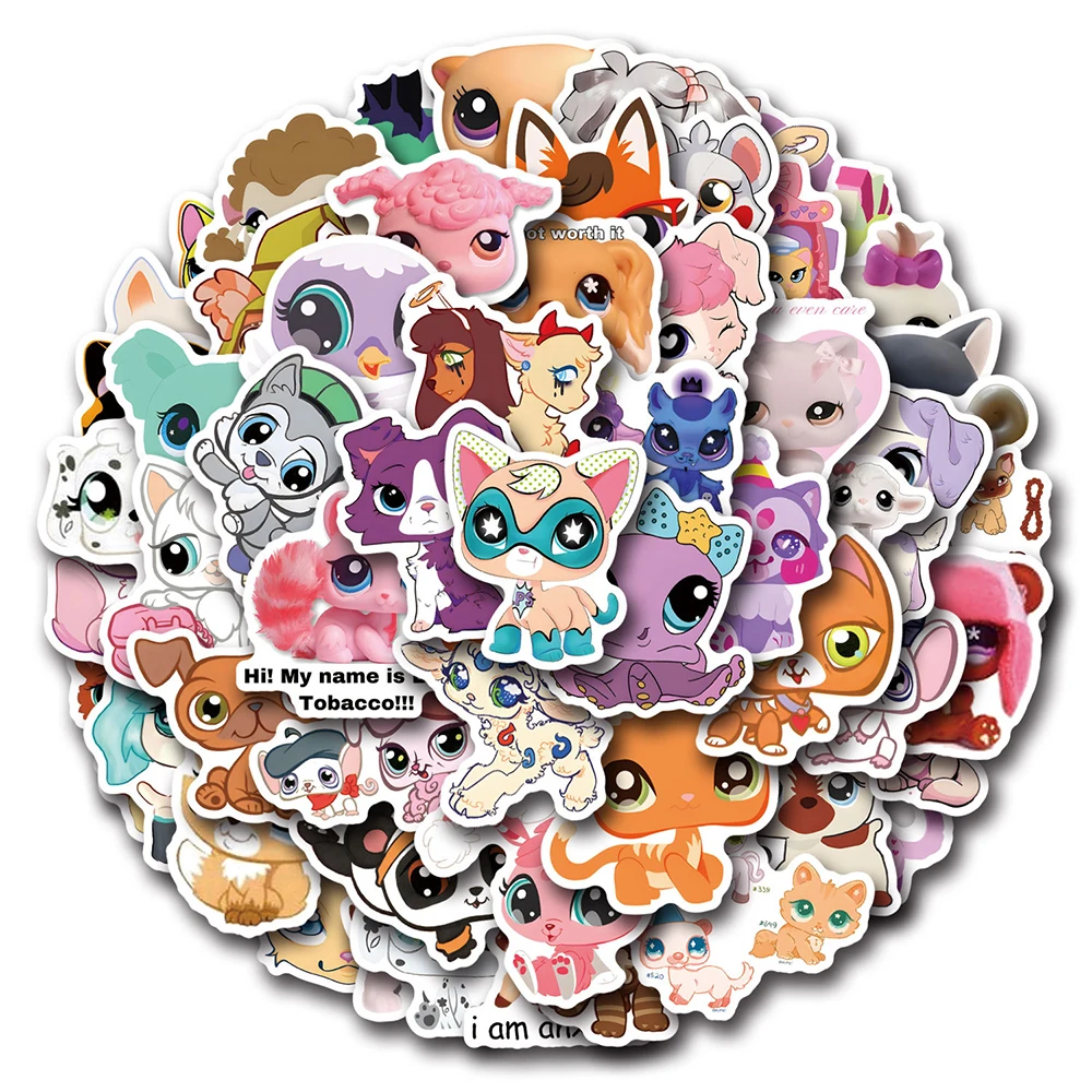 10/30/50/110 Stück Niedliche Littlest Pet Shop Graffiti-Aufkleber Kawaii Tier-Cartoon-Aufkleber Spielzeug DIY Laptop Handy Klassische Spiel-Aufkleber