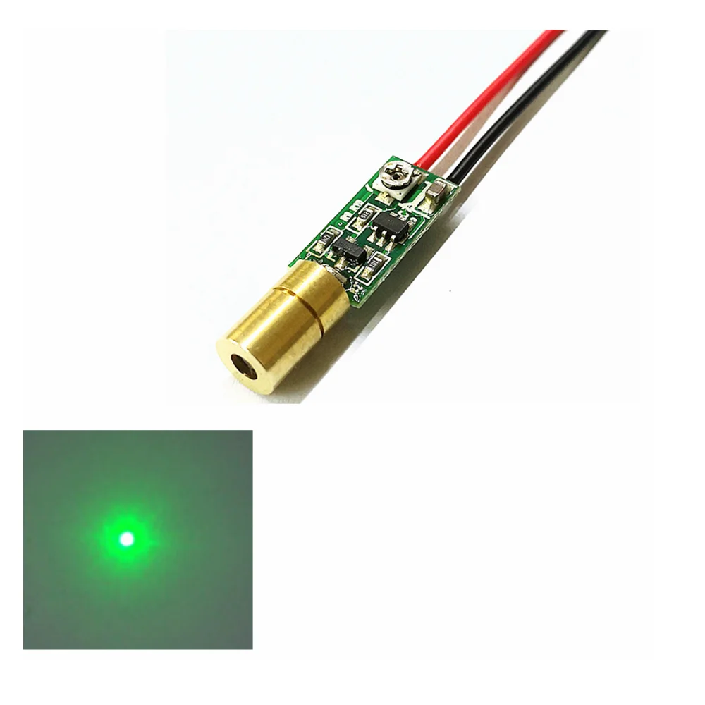 Lâmpada verde do módulo do laser do ponto, 515nm, 520nm, 10mw, 6mm x 10.5mm
