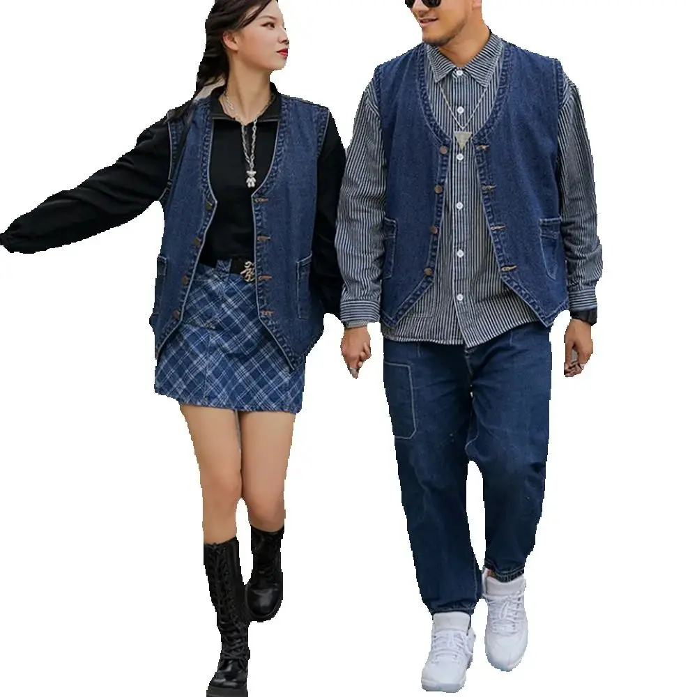 

Джинсовый жилет с v-образным вырезом, джинсовая куртка без рукавов, большие размеры 6XL 5XL, мотоциклетный жилет, уличная одежда, джинсовая одежда для пар