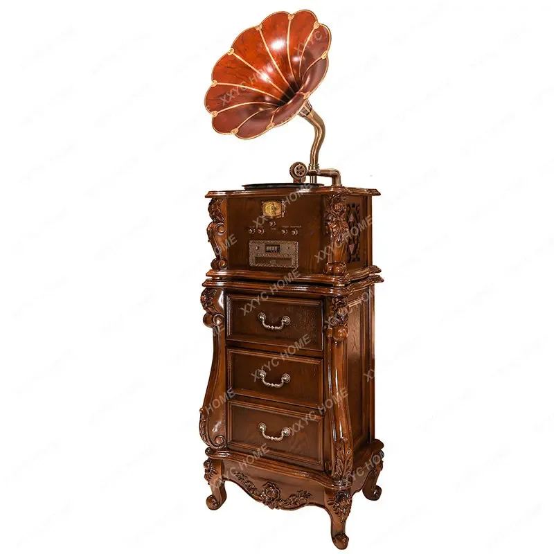 Phonograph Antique Vinyl Record Player Living Room Old-Fashioned Speaker Audio Solid Wood Classical Record Player decoration