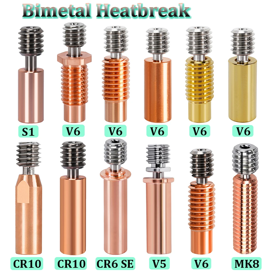 E3D V5 V6 Throat CR10 Bi-metal Heatbreak Copper Plated MK8 Throats Bimetal do drukarki 3D Ender 3 S1 CR6 SE CR10 Smart ANYCUBIC