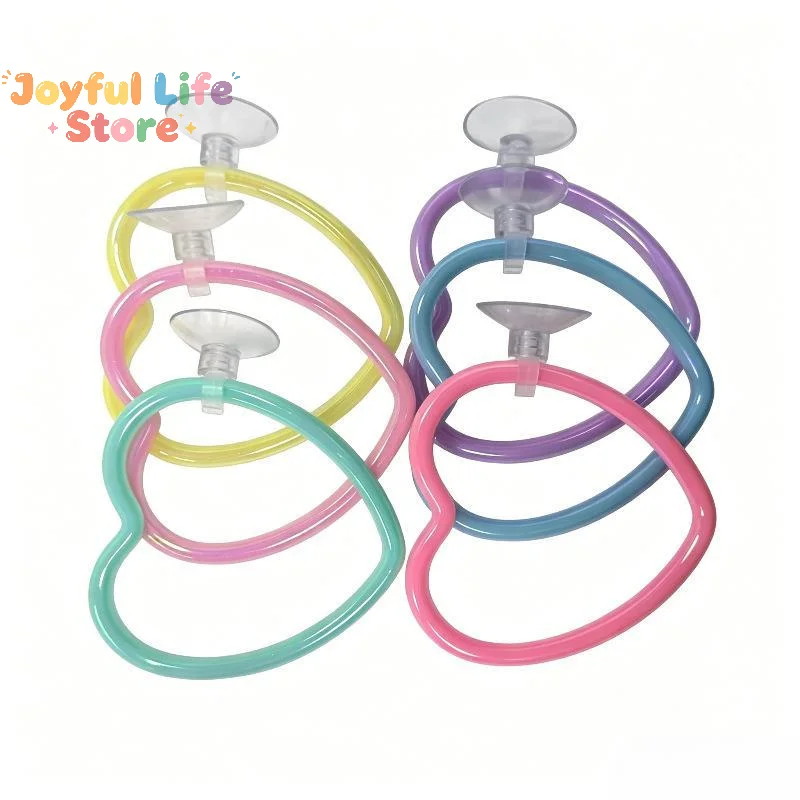 Hot Sale 1/6Pcs Betta Training Ring Suction Cup Fish Exercise Toy Heart Shape Enrichment Toy For Boredom Relief Aquarium Decor