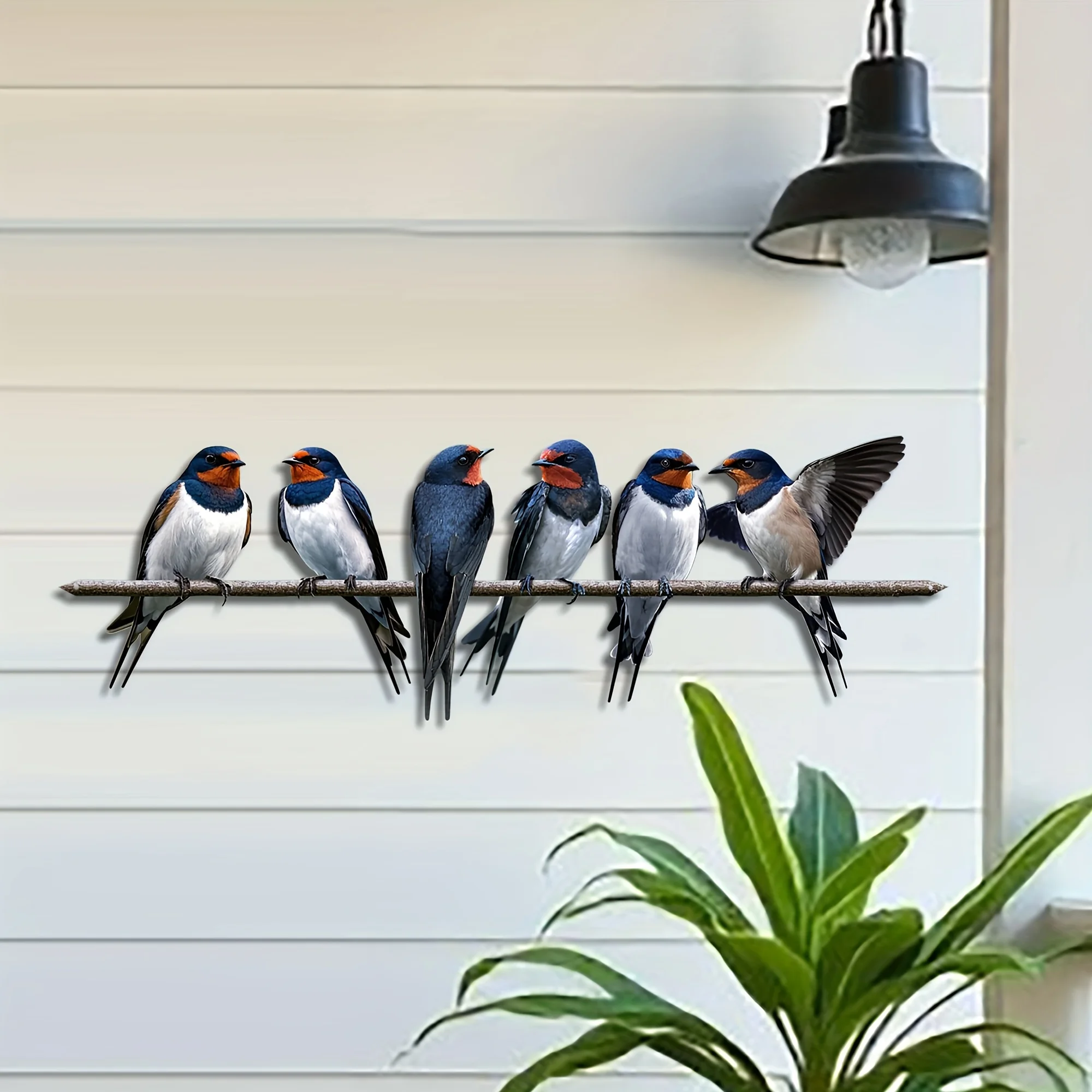 1pc, 2D Metal Bird Wall Decoration, Outdoor Fence Branch Ornament, Tree Trunk Insert, Swallow Metal Wall Art, Courtyards