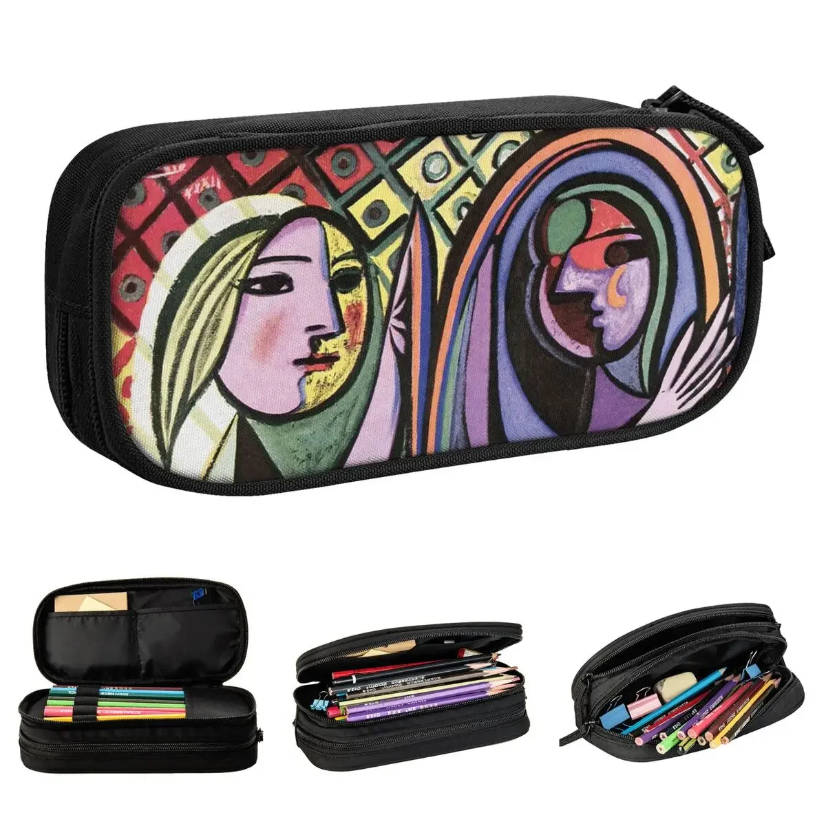 Pablo Picasso Girl Before A Mirror Pencil Cases Art Cubism Surrealism cases Pen Big Capacity  Bags School Supplies