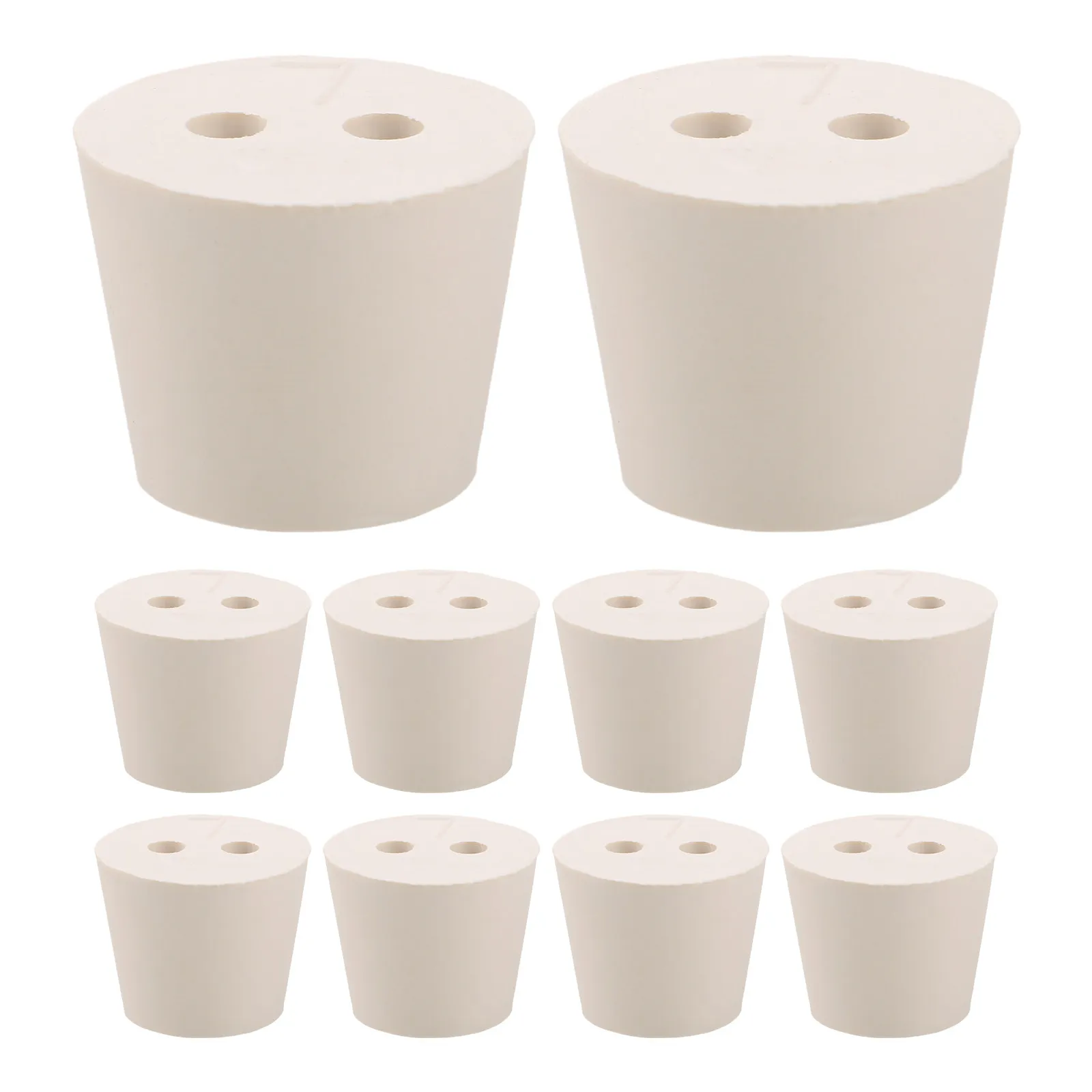 10Pcs Rubber Lab Stoppers Tapered Solid Beige Test Tube Stoppers Two Holes Flask Chemistry Sealing Rubber Bungs Reusable Lab - view 6