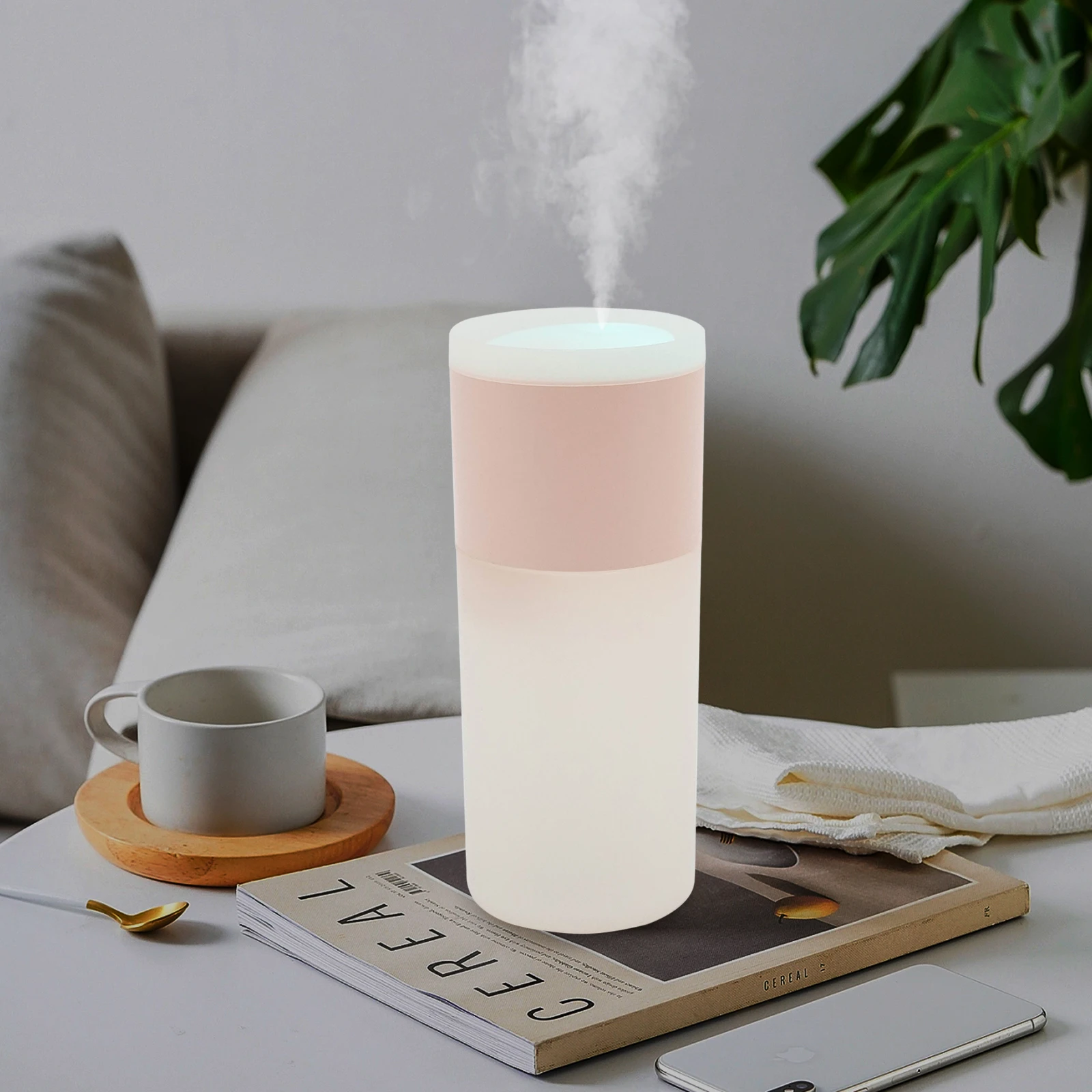 White and Pink V6 Fragrance expander Cylinder Aromatherapy Diffuser Essential Oil Diffuser Essential Oil Diffuser with Light