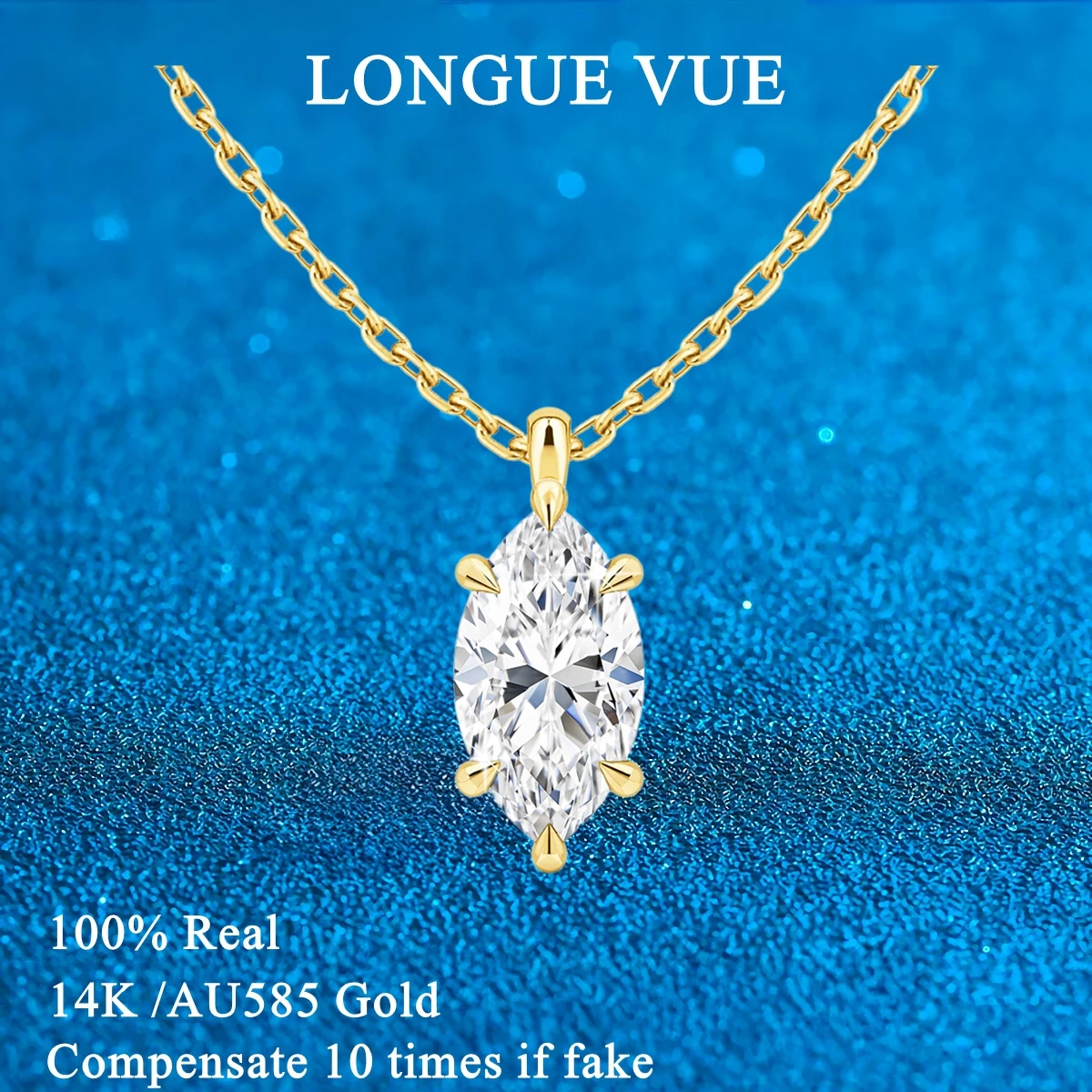 

GRA Verified ожерелья из муассанита огранки маркизы, золото 14 карат, женское ожерелье-пасьянс, цепочки на ключицы, ювелирные изделия для свадебной вечеринки