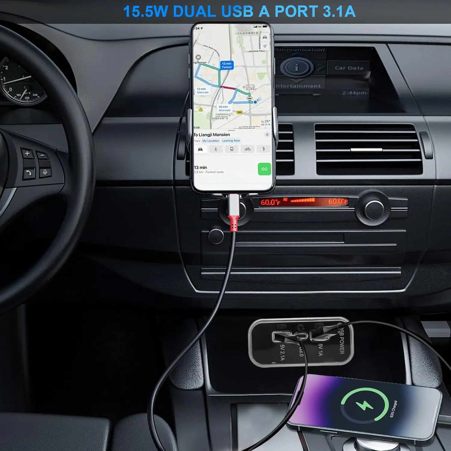 JavicTech  12V USB Outlet, Dual USB A & 18W USB C Fast Charger Socket Panel with LED Light Flush Mount for Car Marine RV Truck