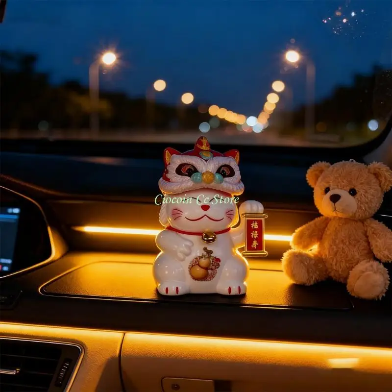 X90F Automatic Solar Dancing Margay Puss Figurine Dense Vehicle Deck Plastic Creation With Dynamic Action Feature