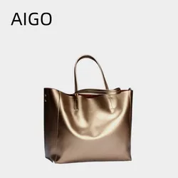 Aigo-女性用の大きなショルダーバッグ,高級デザイナーバッグ