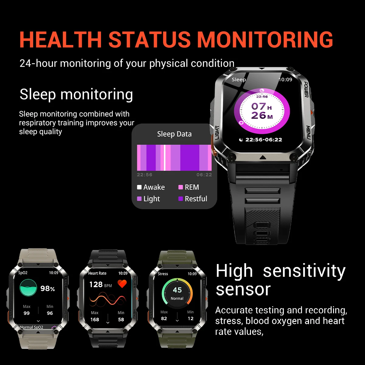 Blackview 2025 New  Waterproof Rugged Smart Watch W70 Pro 900mAh Rugged Smart Watch for Outdoor With Emergency Lighting, Compass image 5