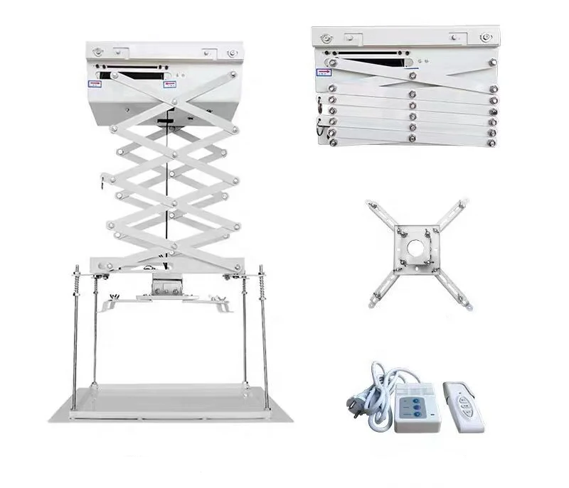 

100 to 300 CM Projector Lift Motorized Ceiling Projector Scissor Bracket Projector Hidden Lifter with Remote Control