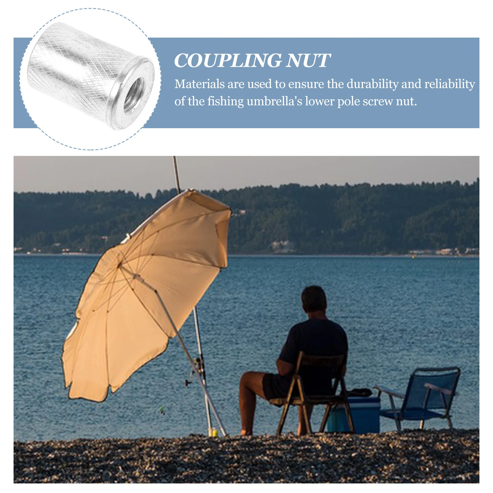

Fishing Umbrella Pole Screw Nut Durable Alloy Coupling Nut Quick Installation Fishing Umbrella Connector Accessory